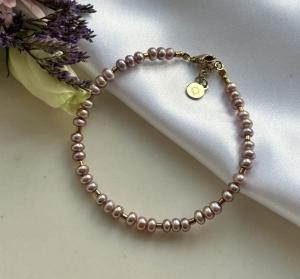 Bransoletka perły różowe  L22