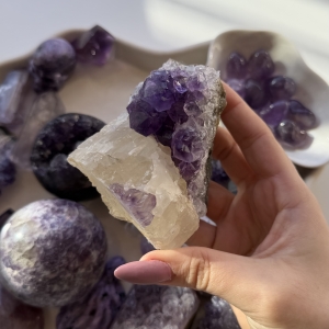 Ametyst szczotka z kalcytem D3