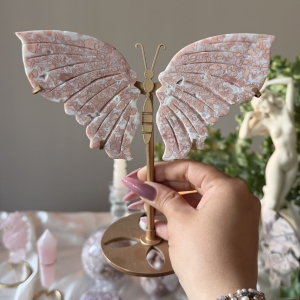 Motyl Agat cotton candy na stojaku C93